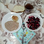 вечеря каша ячнева, котлета рибна парова, вінегрет, чай