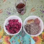 вечеря каша гречана, котлета рибна парова, вінегрет, чай
