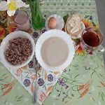 сніданок каша гречана, яйце варене, какао,чай